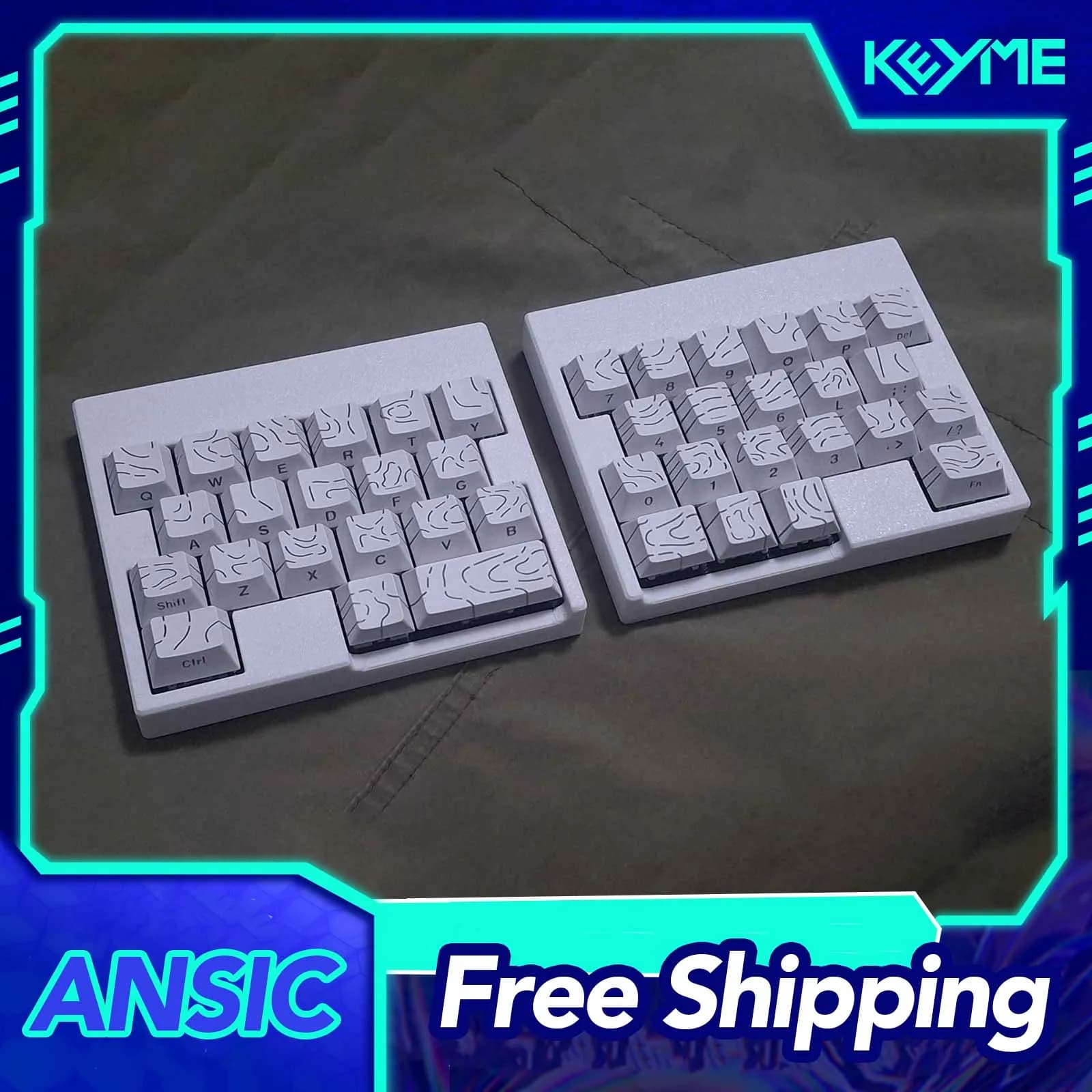Kit Tastiera Cablata Split ANSIC con Supporto Hot Swap QMK/VIAL, Batteria 500mAh, Switch MX, Case in PLA, Accessori per PC Gamer, Regalo Personalizzabile