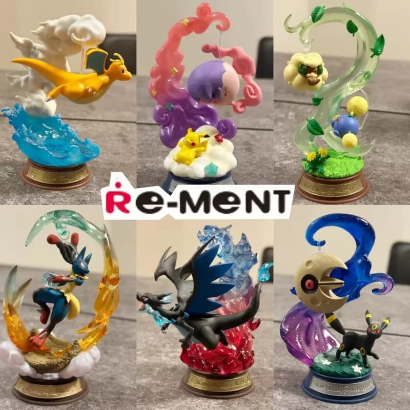 Genuine Re-Ment Pokemon Swing On The Swing Blind Box Pikachu Charmander Kawaii Toys Collectible Model Ornaments Christmas Gift