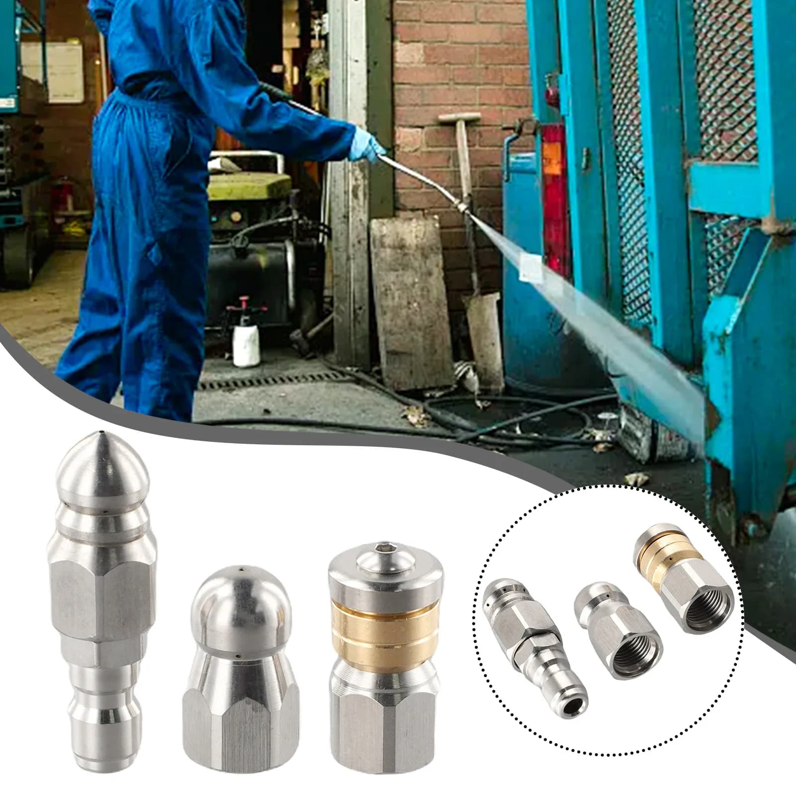 House and Garden Washing Machine Nozzles, 3 Pieces, New and Practical, Rapid Stainless Steel Connection