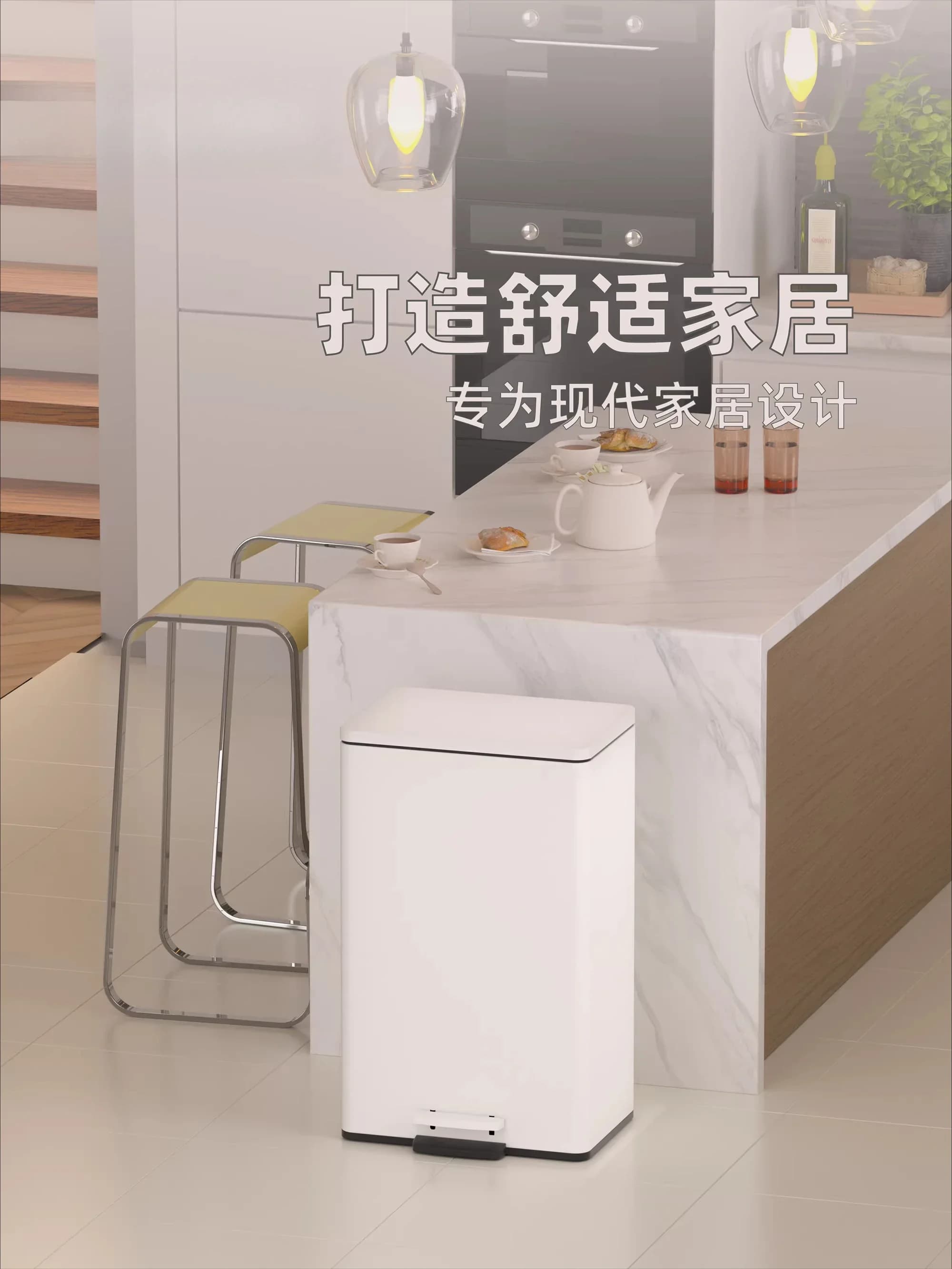Kitchen trash can household with lid large stainless steel foot-operated living room bathroom high value foot step large capacit