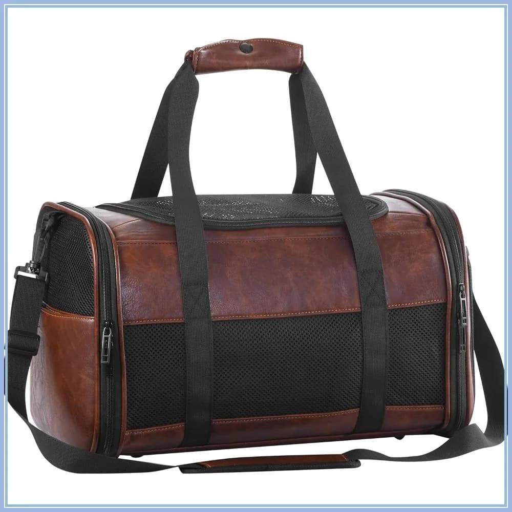 Borsa da trasporto in pelle alla moda per cani, trasportino morbido omologato per aerei per gatti, borsa per animali domestici per cuccioli, gattini e piccoli animali