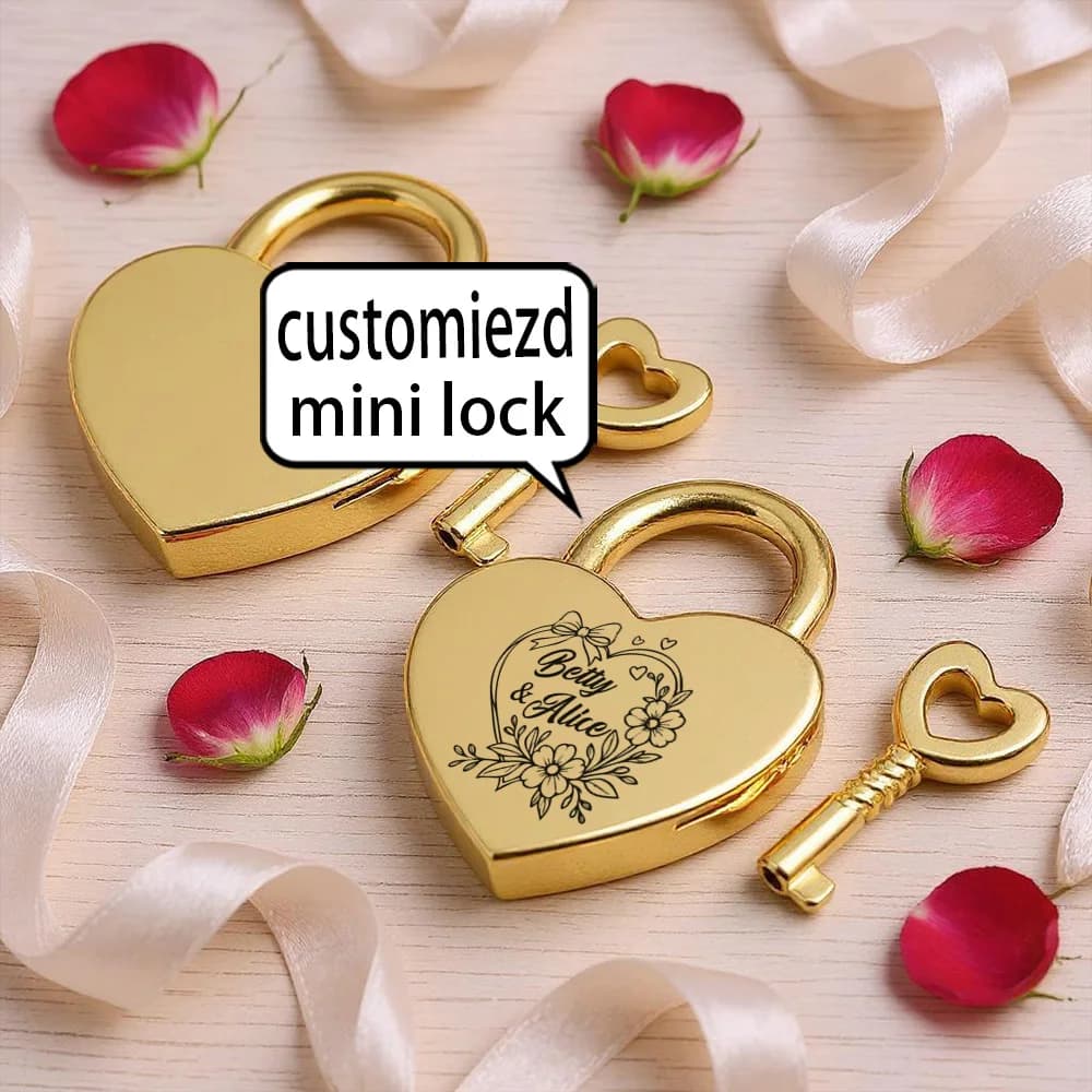 1PC Lucchetto da viaggio personalizzato con nome e ghirlanda d'amore, per portagioie, piccola scatola in legno