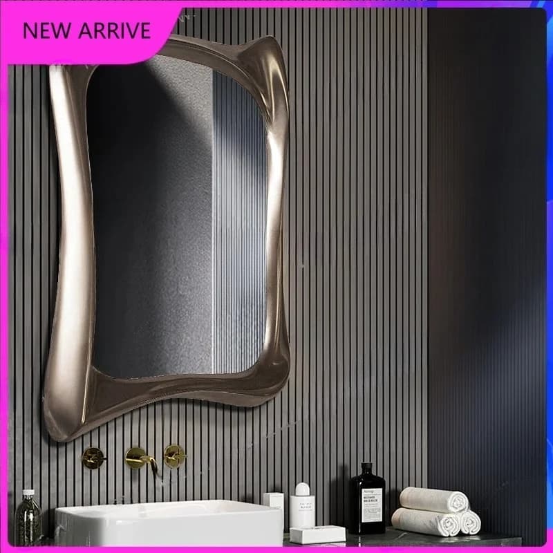 M85 French retro light luxury vanity mirror porch wall-mounted decorative mirror special-shaped bathroom mirror