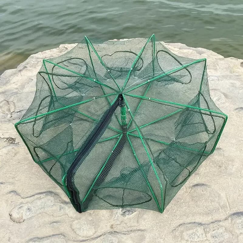 Rete da pesca Maglia piegata Esagonale Ottagono 6/8 Fori Pesce Gamberetti Trappola automatica Catcher Gamberi Rete per pesci Esche Trappola a rete in ghisa