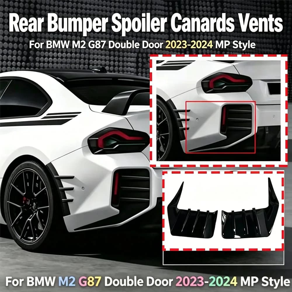 Rear Bumper Spoiler Canards Vents for BMW M2 G87 Double Door 2023-2024 MP Style Side Wing Knife Diffuser Guard Board Accessories