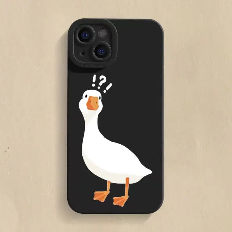 New Fun Duck Silicone Case For iPhone 11 12 13 14 15 16 17 Pro Max 15 Plus Men's Shockproof Bottom Cover
