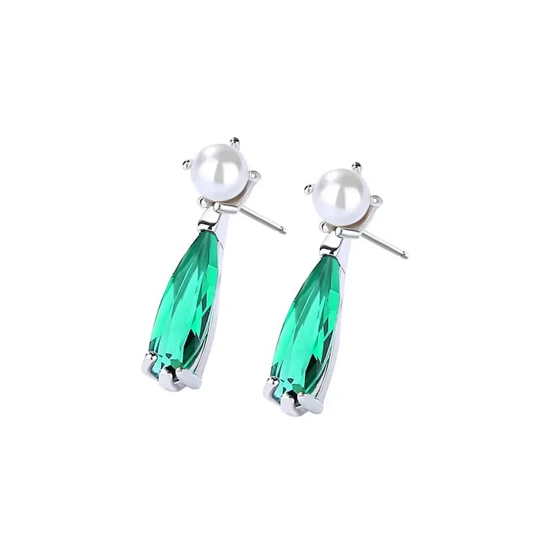 Orecchini in argento sterling 925 con perle di pietra verde per donna Orecchini in argento S925 con perle di conchiglia orecchino a bottone cz carino orecchino femminile