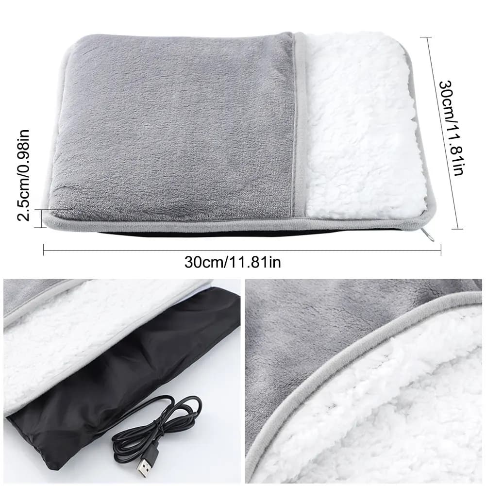 Tappetino riscaldante elettrico invernale per piedi USB Morbida peluche Coperta termica Piedi Tappetino riscaldante Pantofole riscaldanti per la camera da letto dell'ufficio domestico