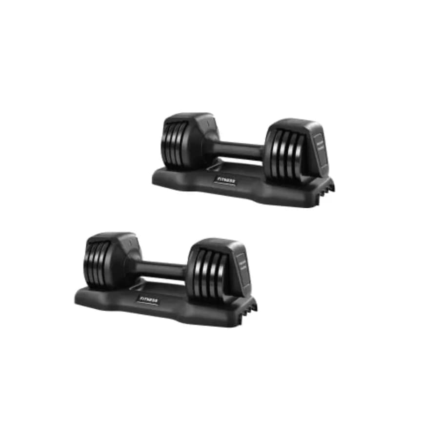 Home gym strength training adjustable dumbbells, rubber non-slip handles and tray, 525 lbs in 2.5 lb increments, black