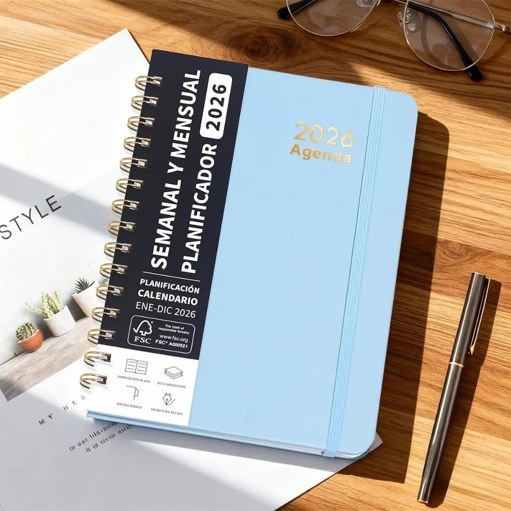 Agenda Spagnola 2026, Quaderno A5, Calendario a Spirale Essenziale, Diario di Auto-Tracciamento, Organizzatore Quotidiano Multifunzionale