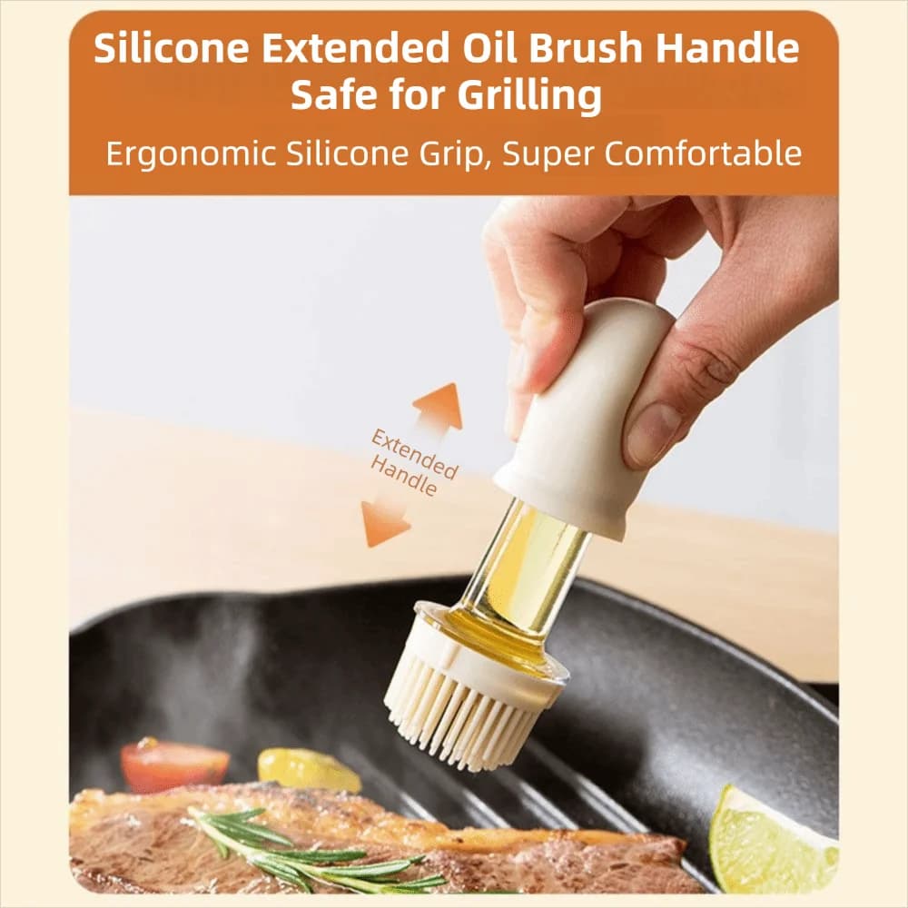 Bottiglia Dosatrice Olio Anti-Goccia 2 in 1 da 180ML, Resistente al Calore, Dispenser Olio Anti-Perdita con Pennello, Sicura per Friggitrice ad Aria