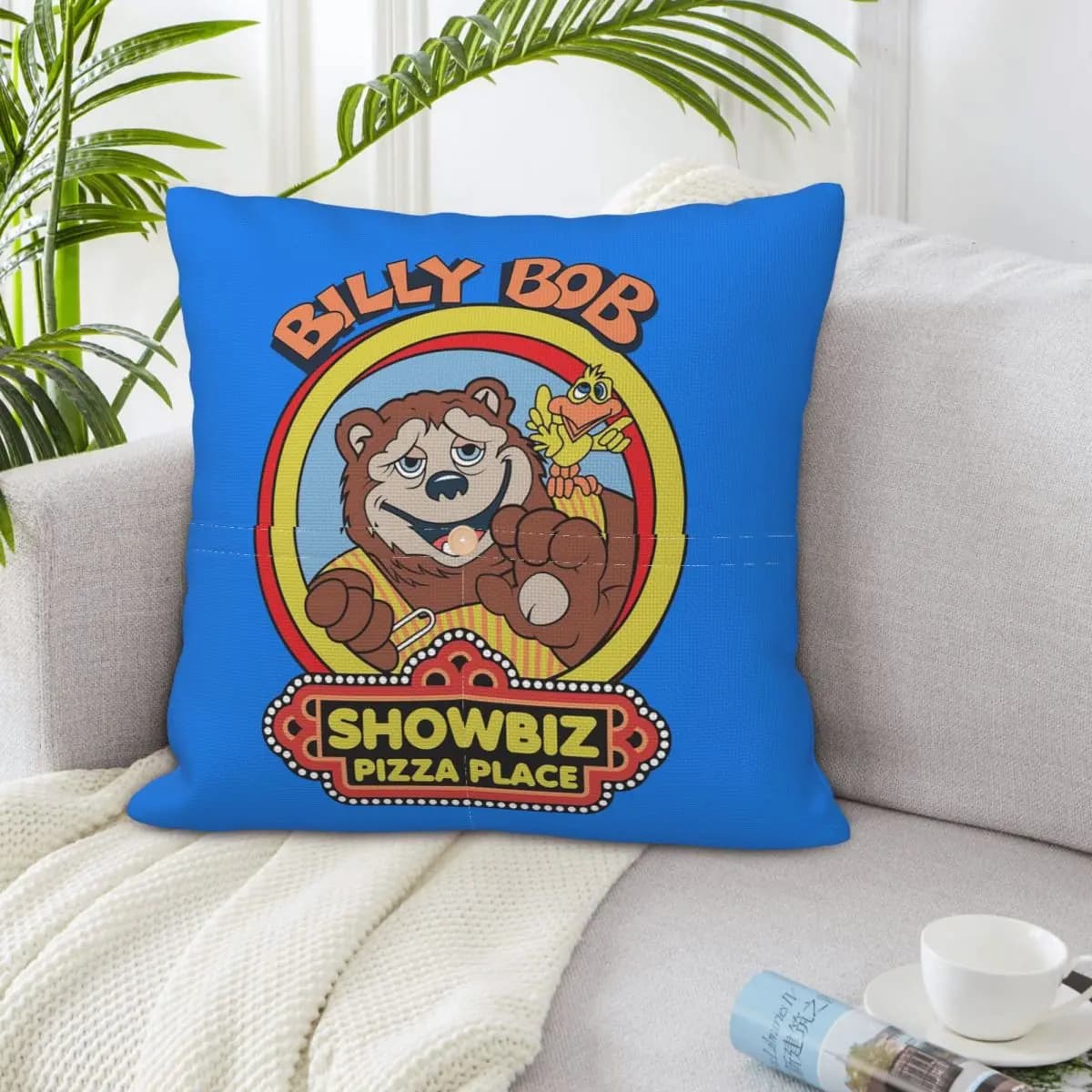 Showbiz Pizza Billy Bob Square Linen Pillowcase Cushion Cover Polyester Decorative Bedroom Home Comfort Throw Pillow