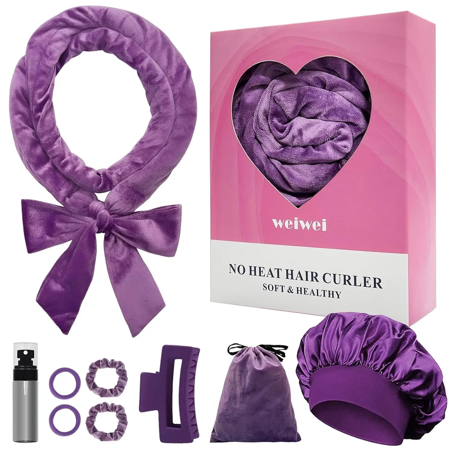 Soft without heat Bigodini Hair Band 70 inch Non-hot Hair Wrap Rock for Night curls Hair curling rolls for sleeping 9 pieces