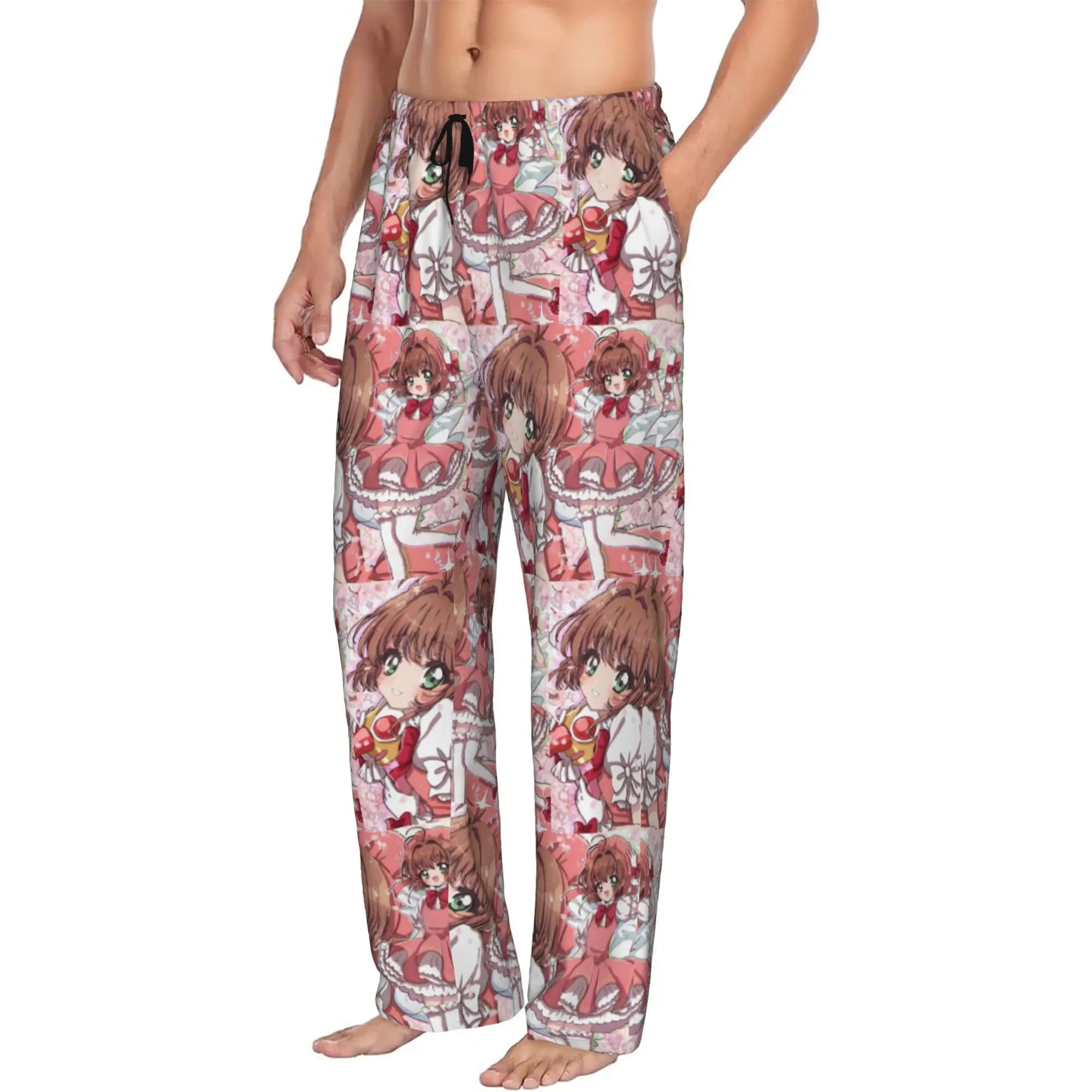 Custom Men's S-Sakuraes Mangas Anime Pajama Pants Printed Hot Sleep Sleepwear Bottoms with Pockets