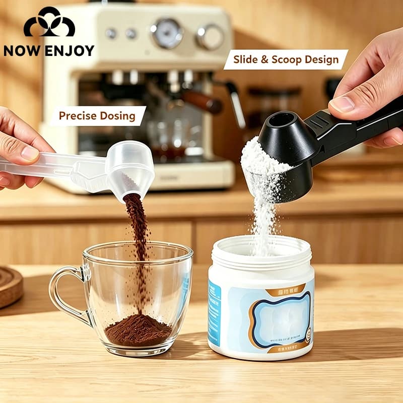 1Pc Sliding Quantitative Coffee Spoon Leakproof Coffee Scoops Protein Milk Powder Measuring Spoon Portable Home Kitchen Gadgets