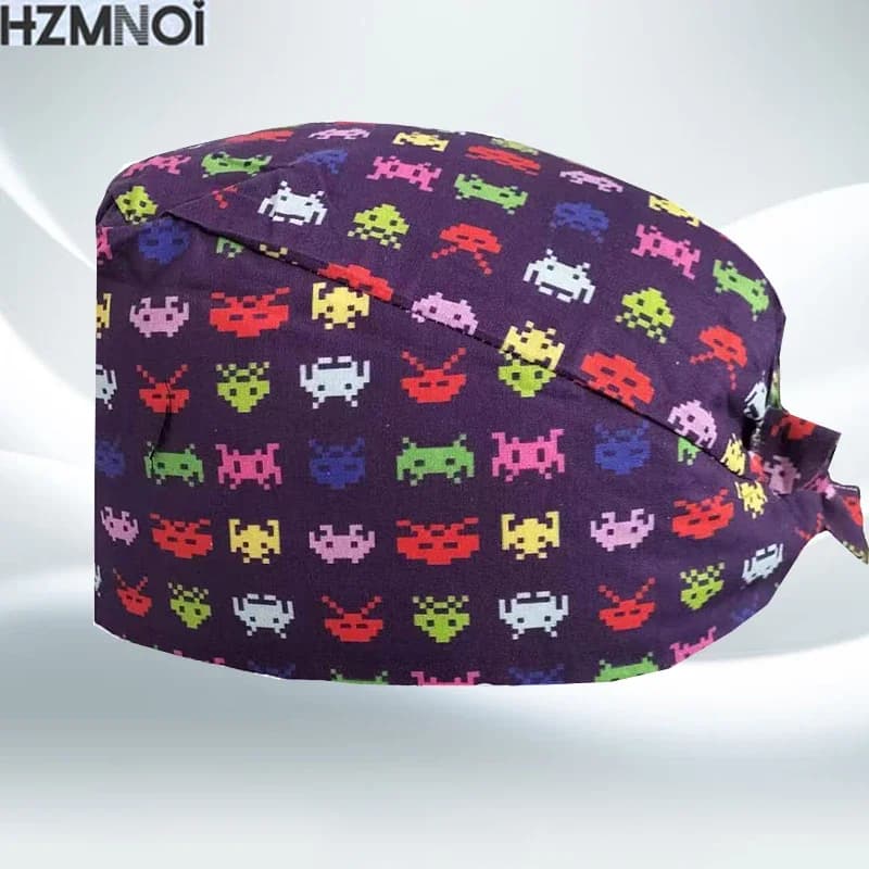Cartoon Dottore Sala Operatoria Modello Stampato Testa di Cura Cap Lab Scrub Pet Ospedale Cappello Chirurgico Unisex Dentista Scrub Cap 2023