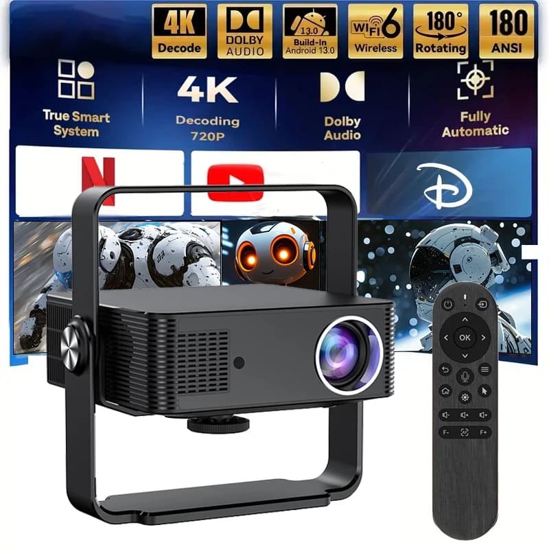 Proiettore digitale wifi bluetooth 5.2 WIFI 5.8G USO Riunione Home Party Mini proiettori Schermo grande, proiettore 4K ad alta definizione