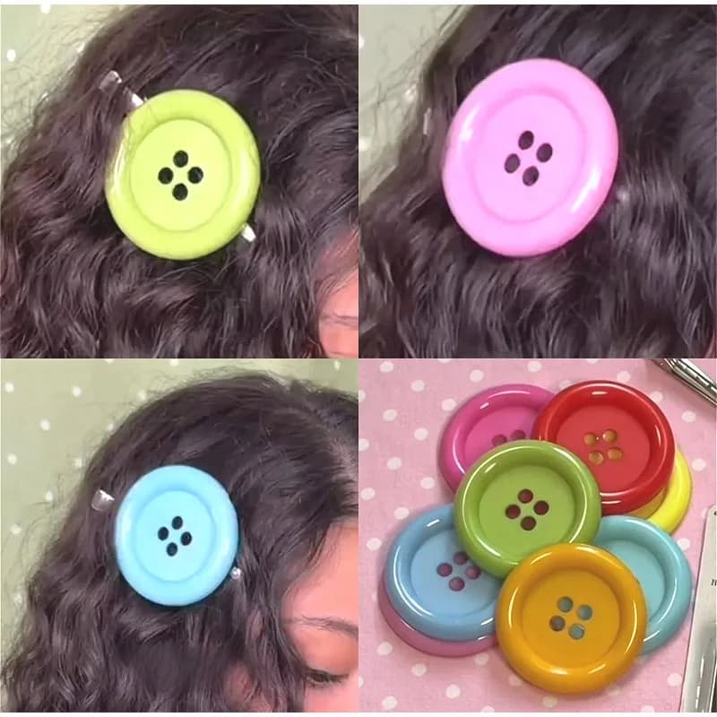Oversized Button Side Hair Clip Retro Cute Side Hair Clip Original Design Duckbill Clip Ins Style Decorative Accessory Girl Gift