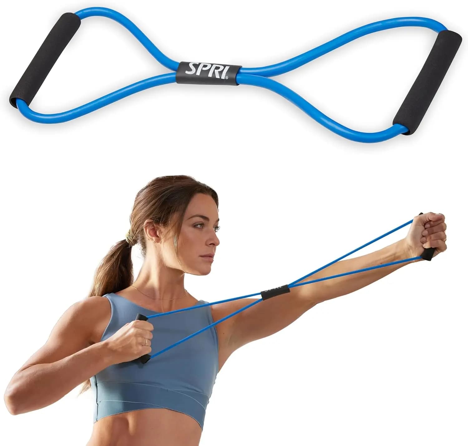 Banda di Resistenza Ultra Toner Figure 8 con Maniglie Imbottite per Stretching, Esercizio, Allenamento Fitness, Yoga, Terapia, Allenamento a Casa