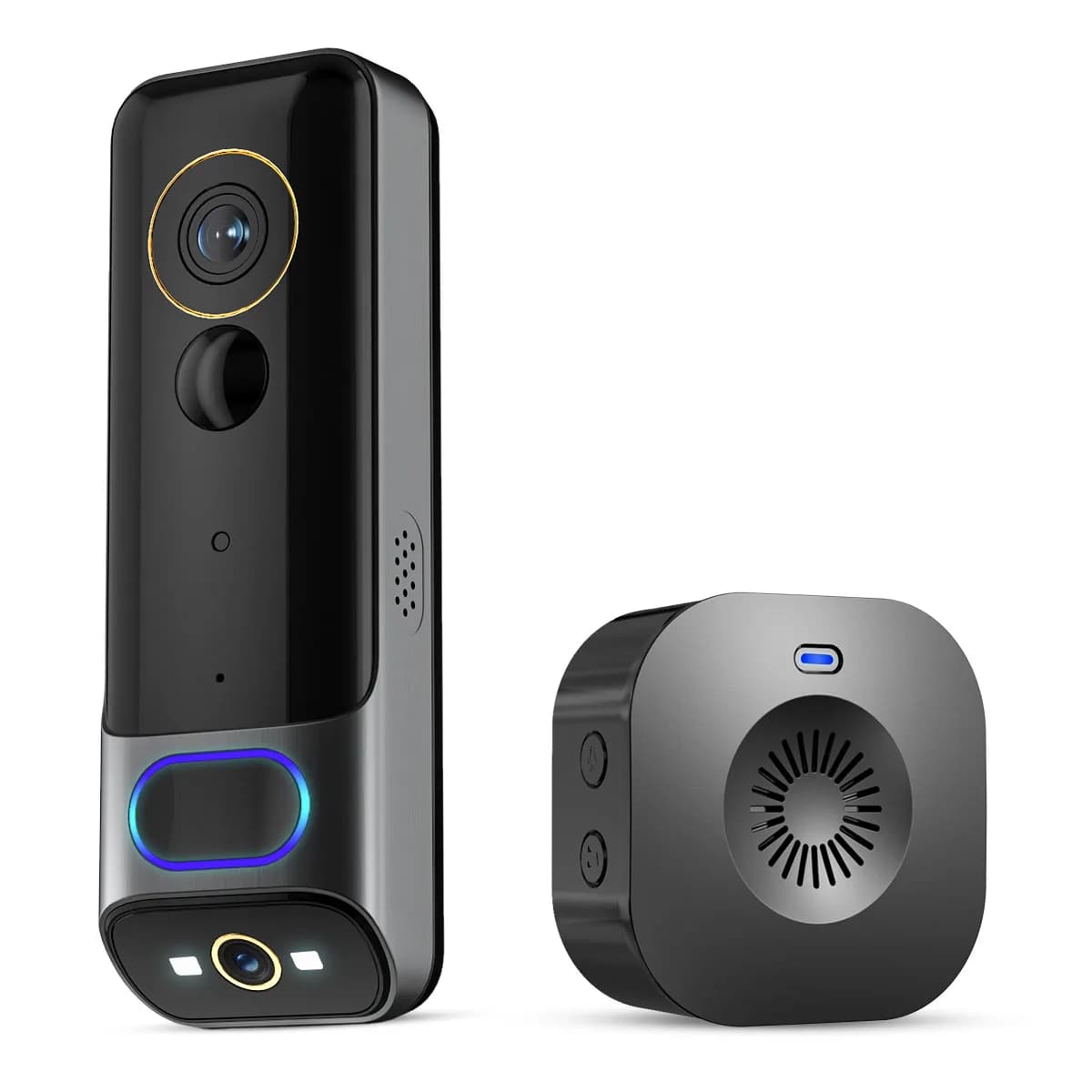 Campanello video con doppia fotocamera wireless 2K con telecamera di sicurezza HDR Videocitofono Wi-Fi con batteria carillon alimentata via cavo