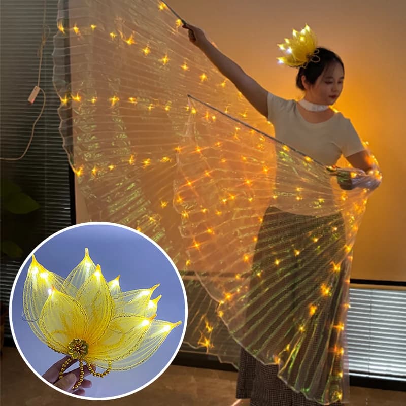 Ali d'angelo LED con copricapo LED spettacolo di danza del ventre vestito LED Farfalla Ali di fata Mantello Costumi per spettacoli teatrali oggetti di scena