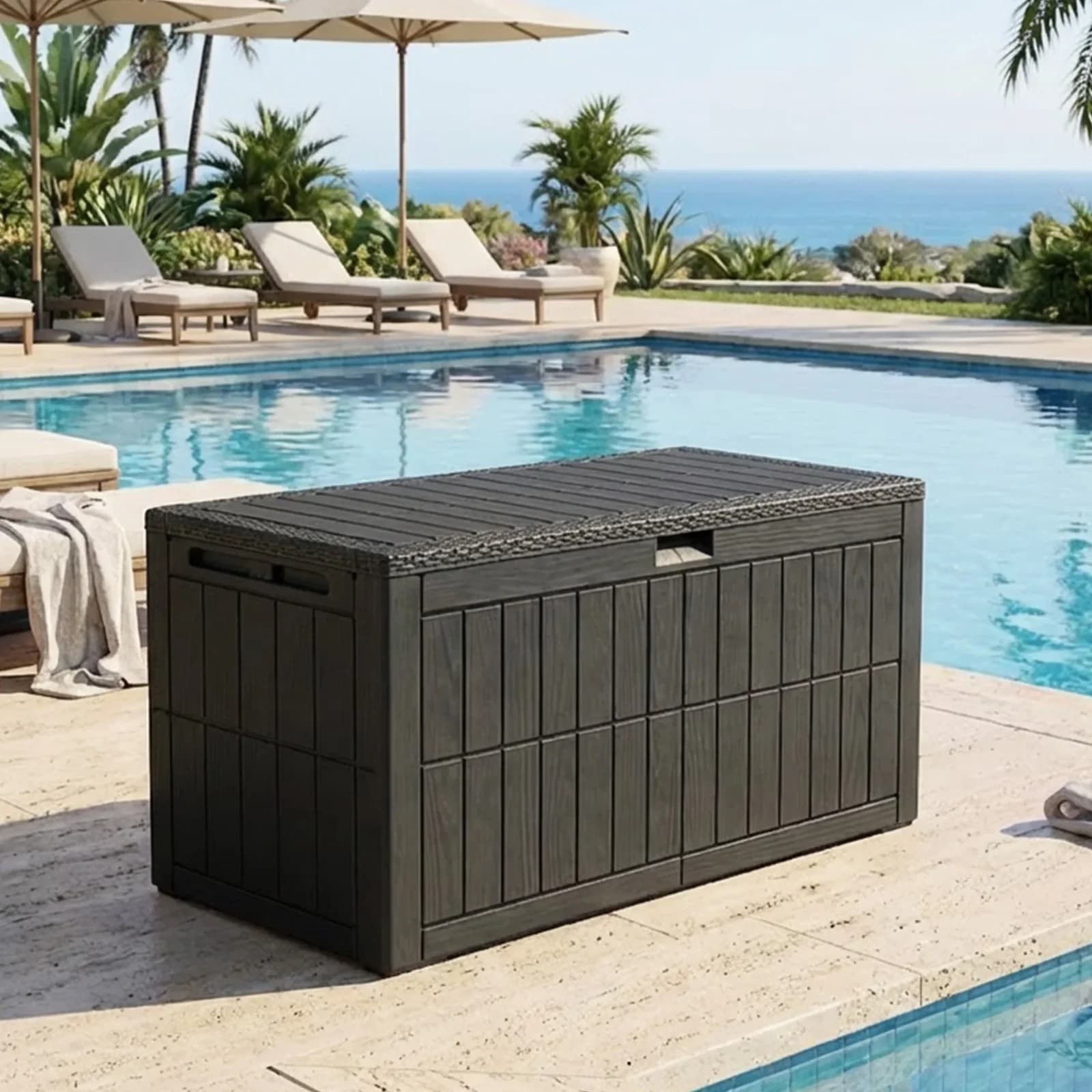 100 Gallon Outdoor Storage Box WaterProof Deck Box for Patio Garden Furniture
