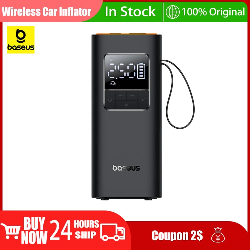Baseus Compressore d'aria portatile Pompa di gonfiaggio wireless Aria per auto Moto Bicicletta Pompa di gonfiaggio portatile per pneumatici elettrici