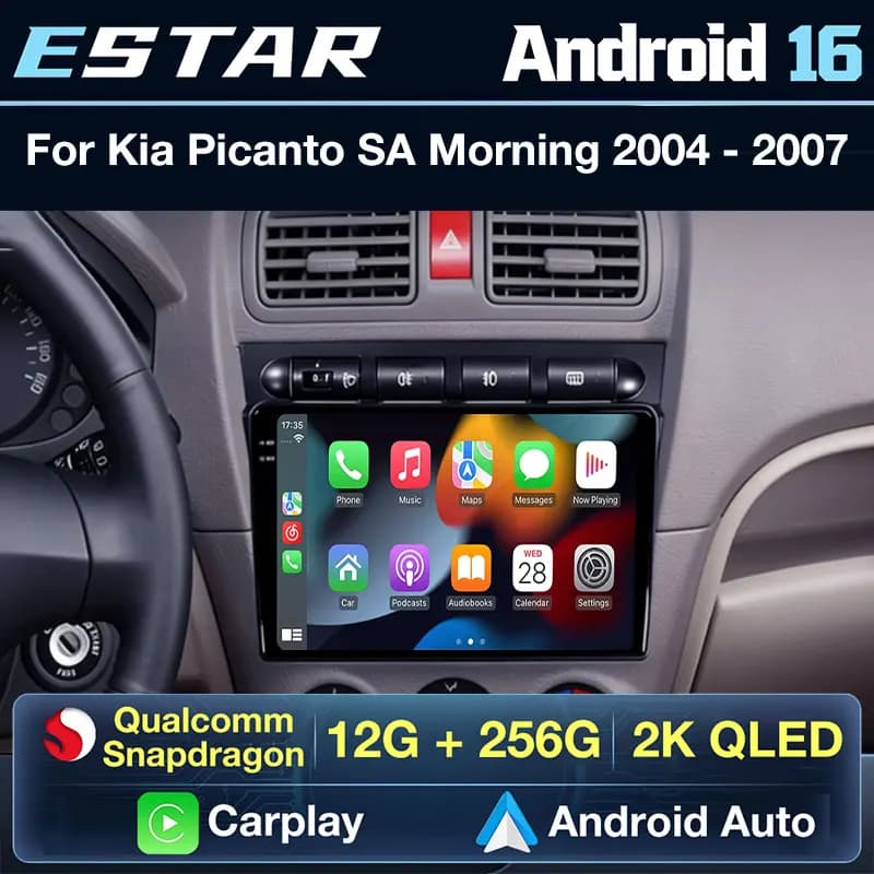 Autoradio Wireless Carplay Android 16 per Kia Picanto SA Morning 2004-2007, Lettore Video 2din, WIFI, Telecamera 360, Schermo 2K, Bluetooth Auto
