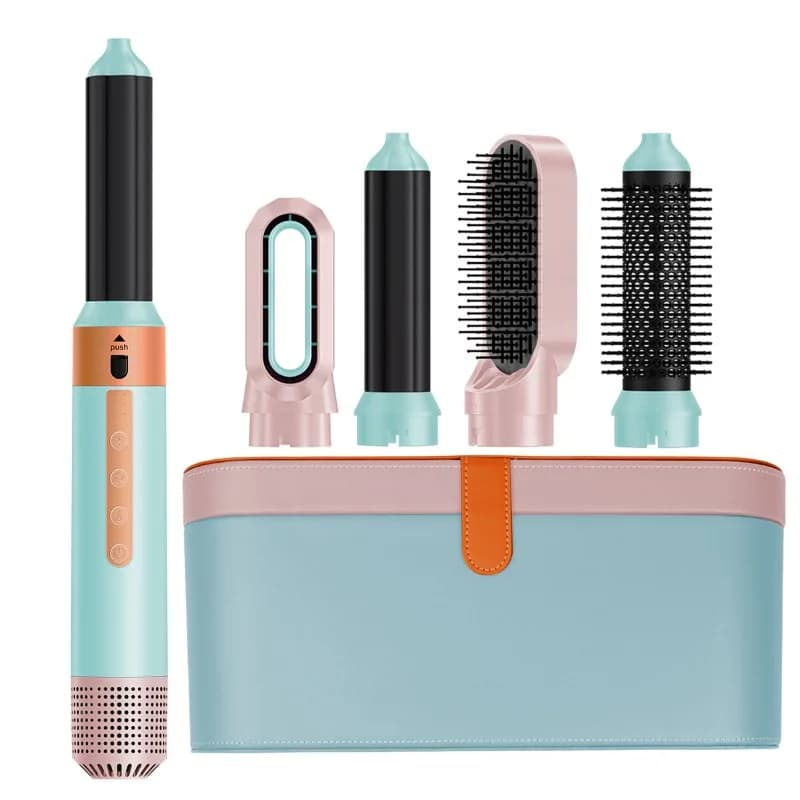 Asciugacapelli elettrico professionale 5 in 1 Ferro arricciacapelli automatico Ferri negativi Spazzola ad aria calda Pettine Raddrizzamento Fluffing Styling
