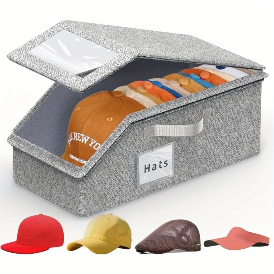 Scatola porta cappelli da baseball pieghevole con cerniera, in tessuto non tessuto antipolvere, per guardaroba e casa, 1 pz
