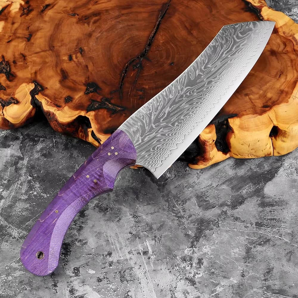 Coltello Santoku in Acciaio Damasco Artigianale da 7 Pollici, Coltello Professionale Giapponese da Chef e Utensile per Affettare con Manico Ergonomico per Cucina