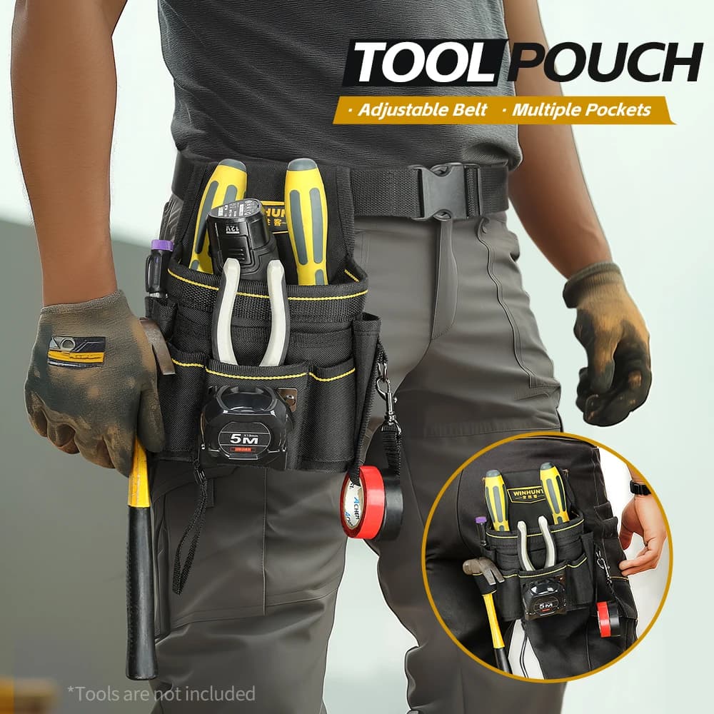 Tool Belt Set, Includes Small Tool Pouch, Electrician and Carpenter Tool Pouch with Belt Clip, and Garden Tool Pouch for Men, Tool belts, tools bag, tool pouches