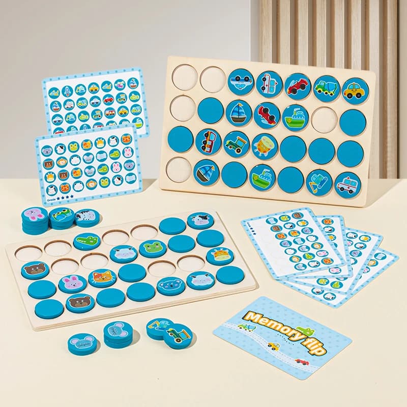 Scacchi di memoria in legno per bambini Educazione precoce Giocattoli Montessori Gioco di puzzle Concentrazione Formazione Pensiero Sviluppo logico