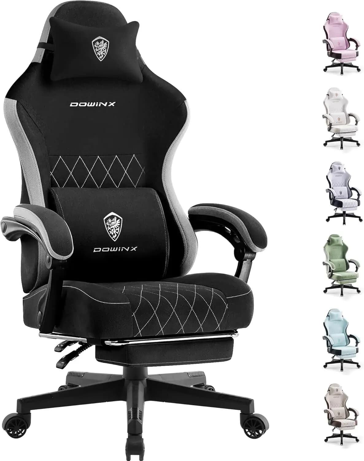 Sedia da gioco in tessuto Dowinx Sedia ergonomica per computer con poggiapiedi