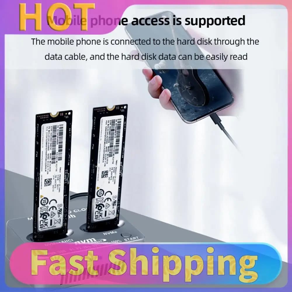 Docking Station USB 3.2 Type-C per SSD M.2 NVMe Dual-Bay, Box Esterno per Hard Disk M.2 M.3 NVMe PCI-E per SSD M2 e SSD M-Key