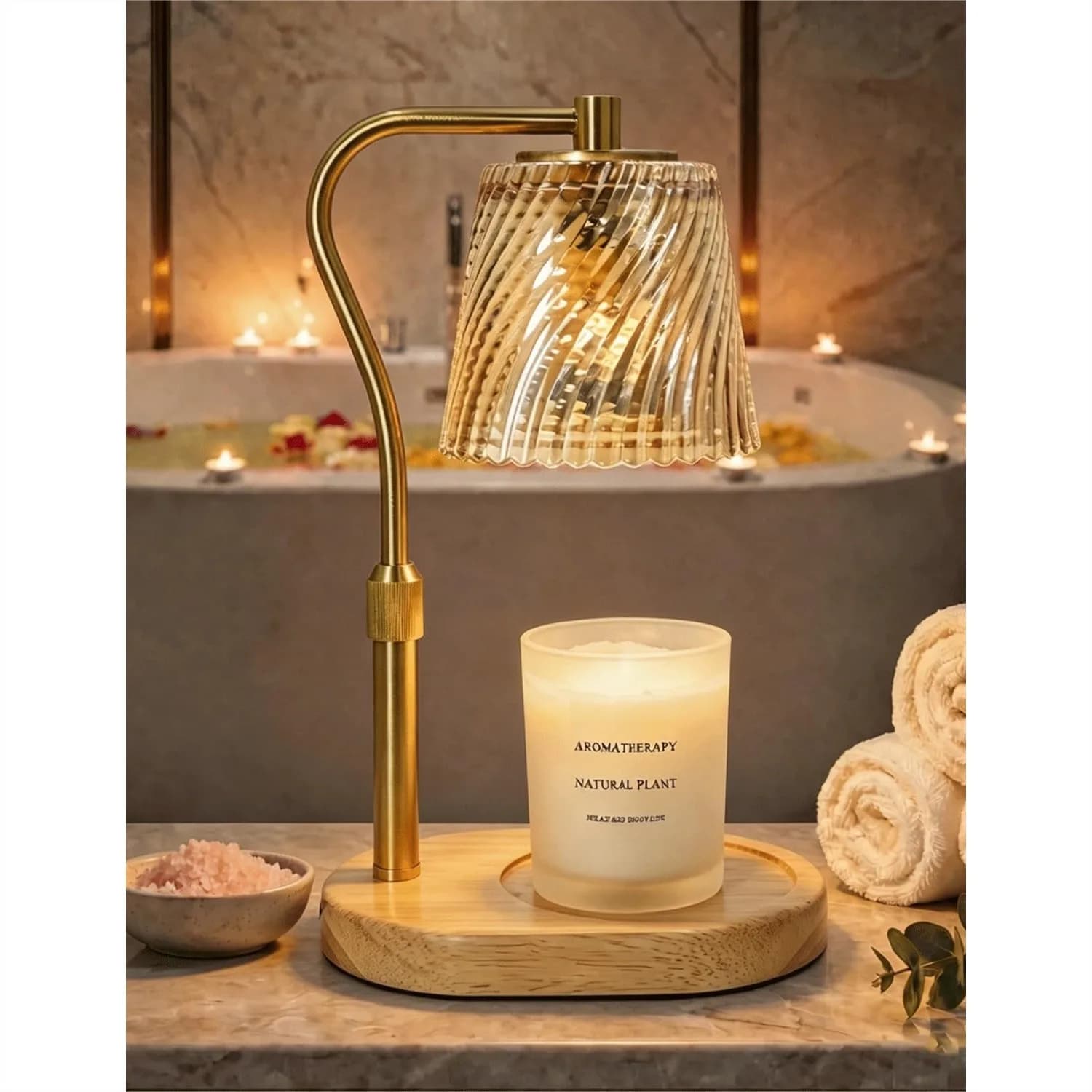 Lampada Scaldacera per Bagno, Dimmerabile con Timer e Altezza Regolabile, Senza Fiamma per Aromaterapia, Decorazione per Casa e Spa