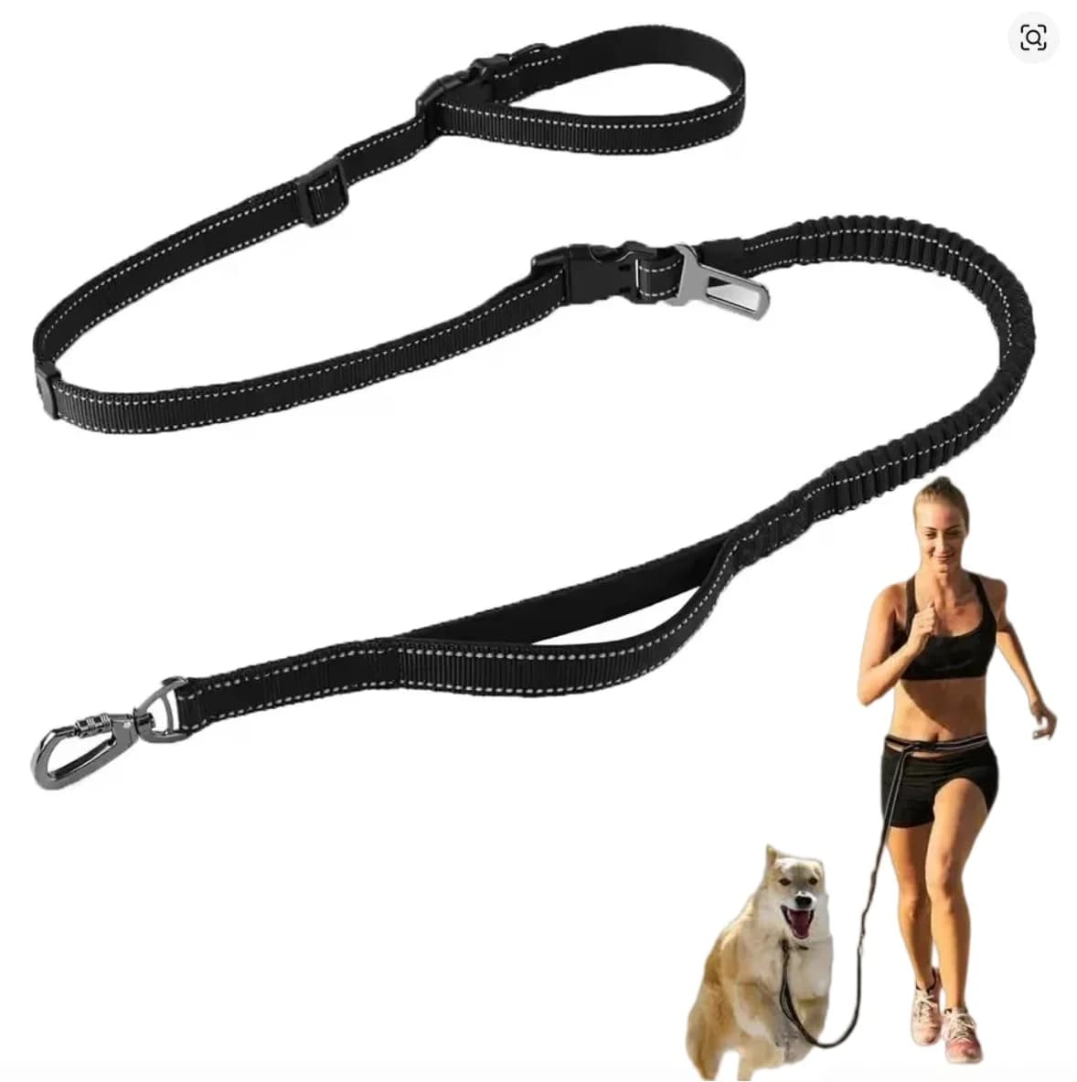 Guinzaglio Multifunzionale in Nylon per Cani, a Mani Libere, da Indossare in Vita o a Tracolla, con Cintura di Sicurezza per Auto, per Cani di Taglia Media e Grande, per Passeggiate e Addestramento, 6-in-1
