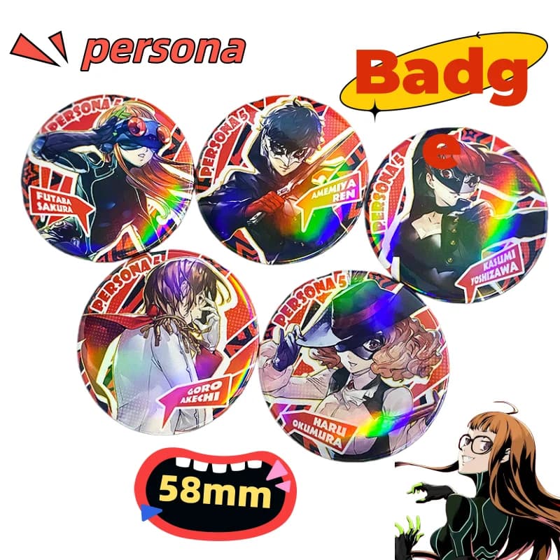 Persona Amamiya Ren, Sakura Futaba, Anime Cartoon Character Badge Pins, Personality Student Backpack Pendant Decoration Gift