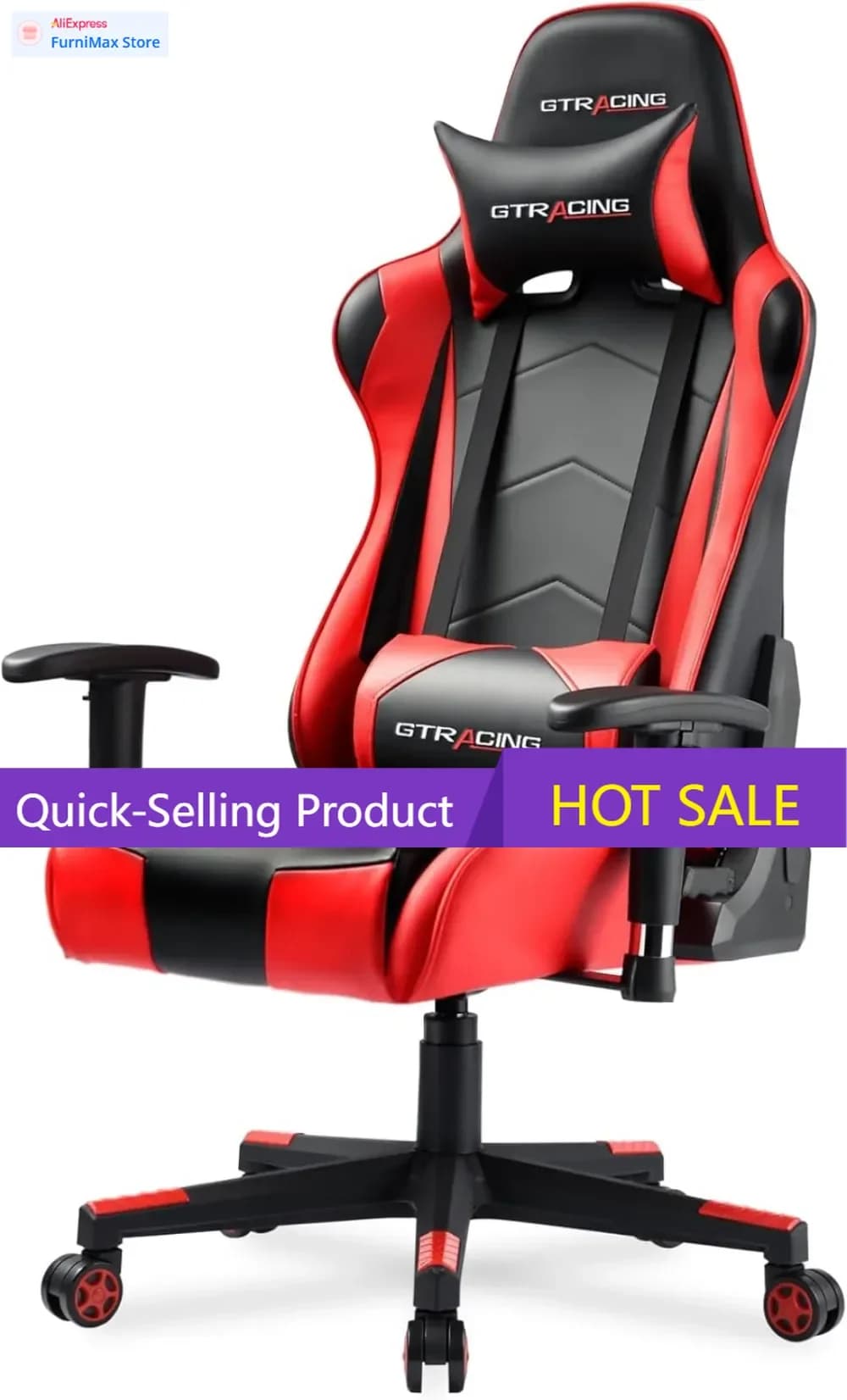 Promozione a tempo limitato: Sedia da gaming ergonomica con schienale reclinabile, altezza regolabile, braccioli 3D e supporto lombare - Rossa
