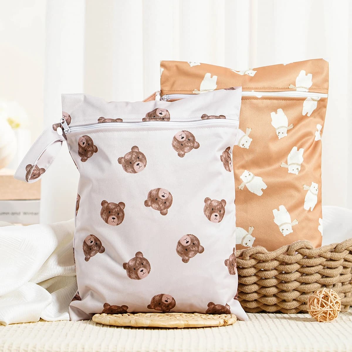Kangobaby # My Soft Life #2 pezzi Set lavabile riutilizzabile borsa portaoggetti per coperte per bambini borsa da viaggio multifunzionale facile da trasportare dimensioni 26x36cm