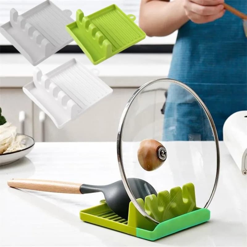 New Green Pot Lid Rack Stand Plastic Spoon Holder Kitchen Organizer for Fork Spatula Rack Pan Cover Shelf Tableware Storage Rack