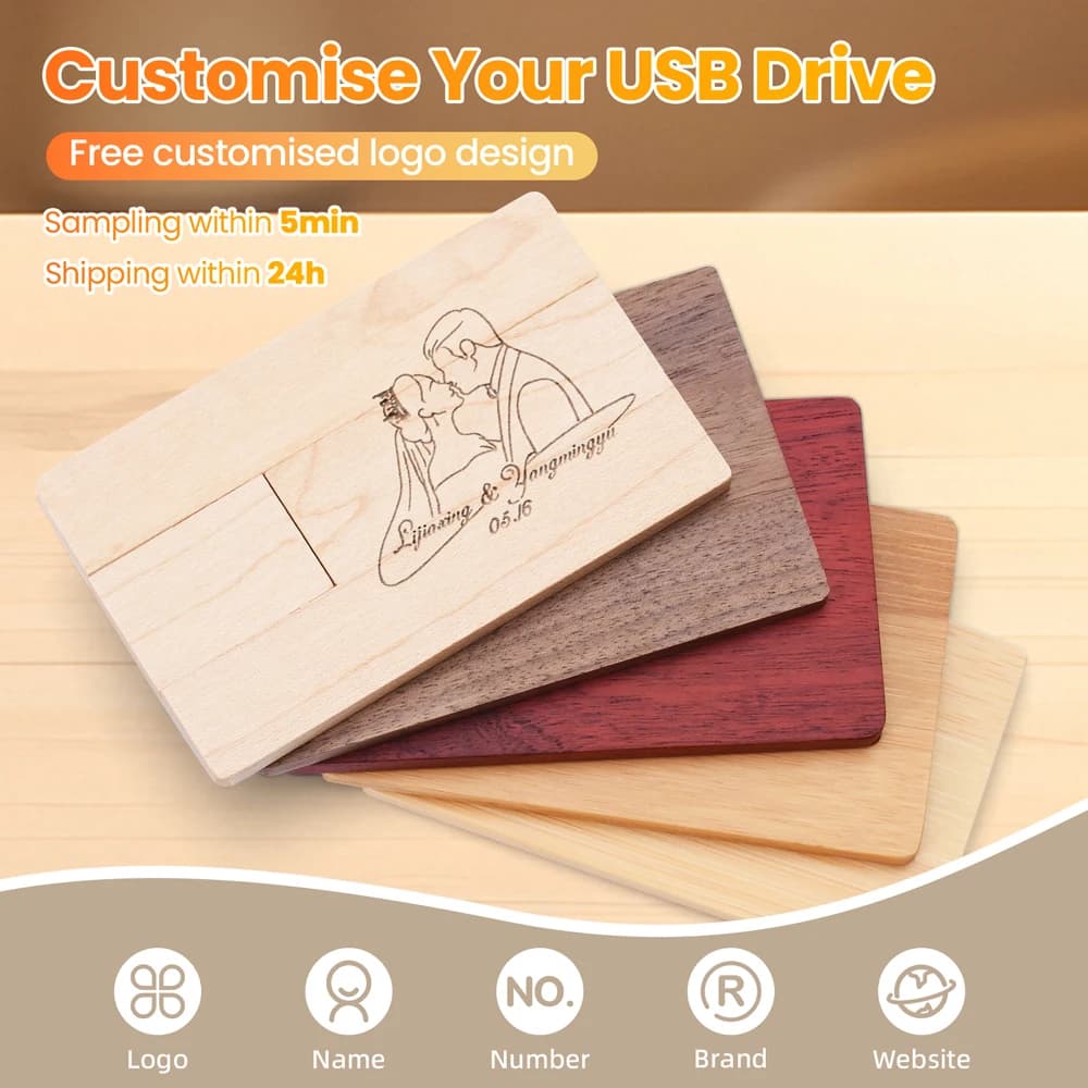 Scheda di legno Chiavetta USB Memory Stick Logo personalizzato gratuito Pen Drive 128 GB 64 GB 32 GB 16 GB Dispositivo di archiviazione Pendrive Cle Chiavetta USB