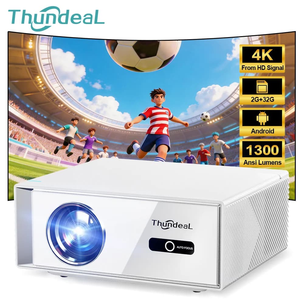 Proiettore Android ThundeaL TD95W Full HD 1080P WiFi 2K 4K, Cinema Domestico Portatile, Smart TV, Video, Film, Riunioni, Proiettore LED TD95
