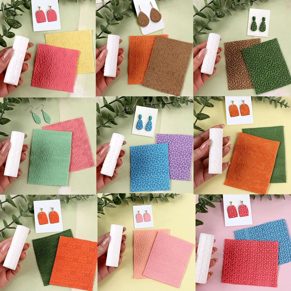Stampo a Rullo a Tema Cuori, Resistente, per Anelli, in Argilla Polimerica, con Texture Senza Cuciture, per Creazione di Gioielli e Orecchini