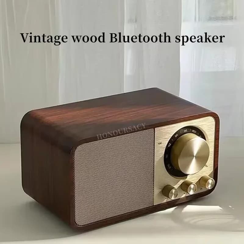 JY66 Bluetooth Speaker Retro Wooden High-Appearance Ins Portable Antenna Subwoofer Speaker Decorative Item
