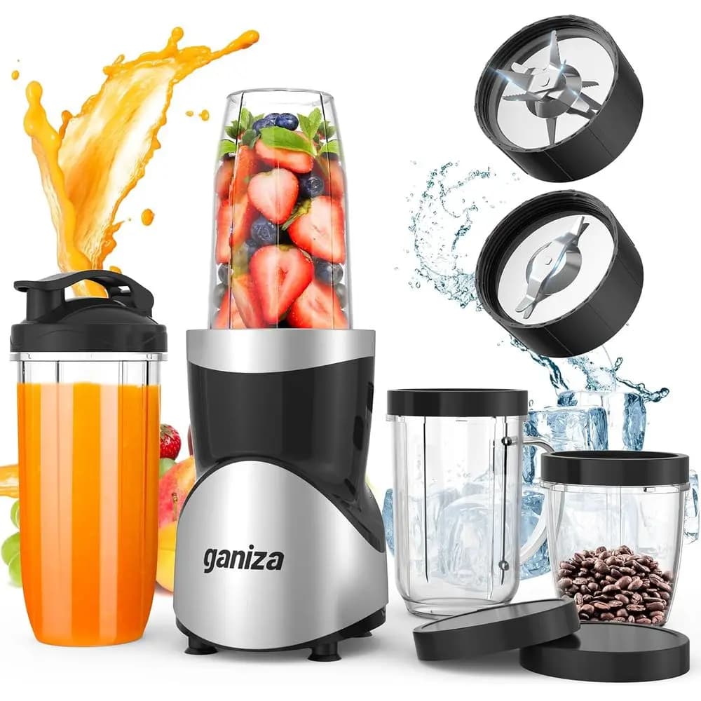 Frullatore Potente da 900W per Frullati e Smoothie - Set da 15 Pezzi con 4 Bicchieri Senza BPA e Ricette Nutrienti