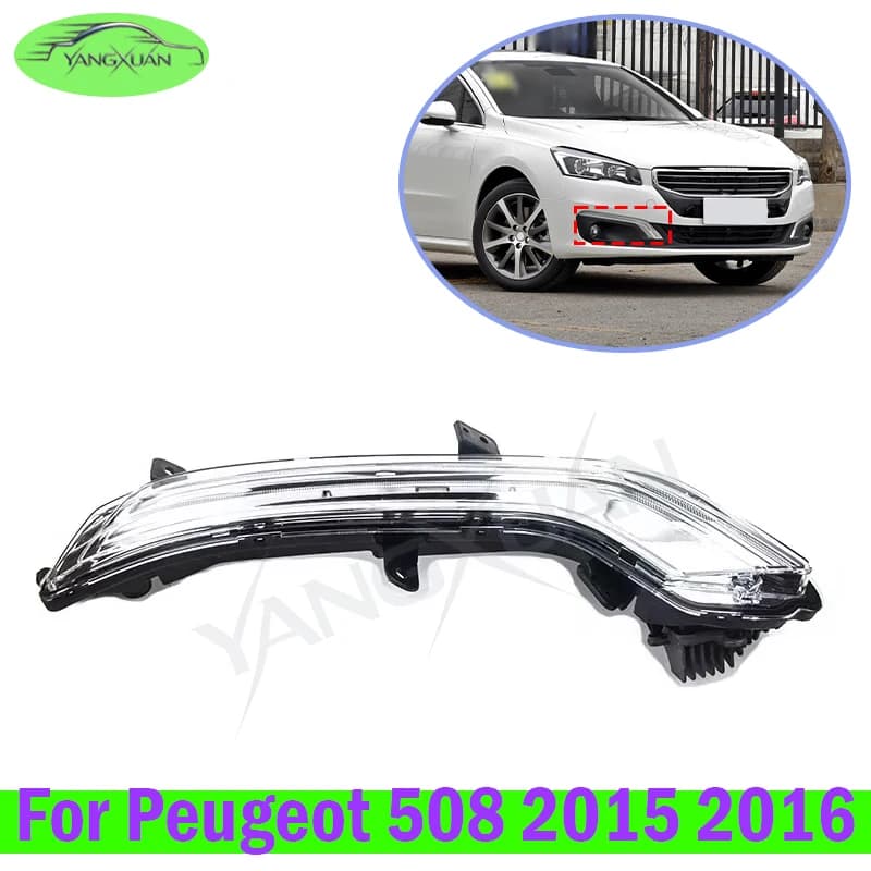 Car Front LED Daytime Running Light Fog Lamp For Peugeot 508 2015 2016 9809087680 9809087780 Turn Signal Light DRL
