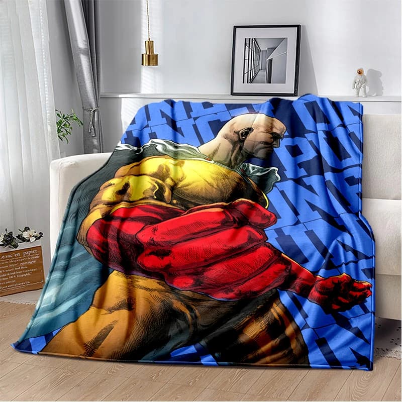 3D One Punch Man Saitama Cartoon Anime Soft Blanket,Soft Throw Blanket for Home Bedroom Bed Sofa Travel Cover Child Gift 013
