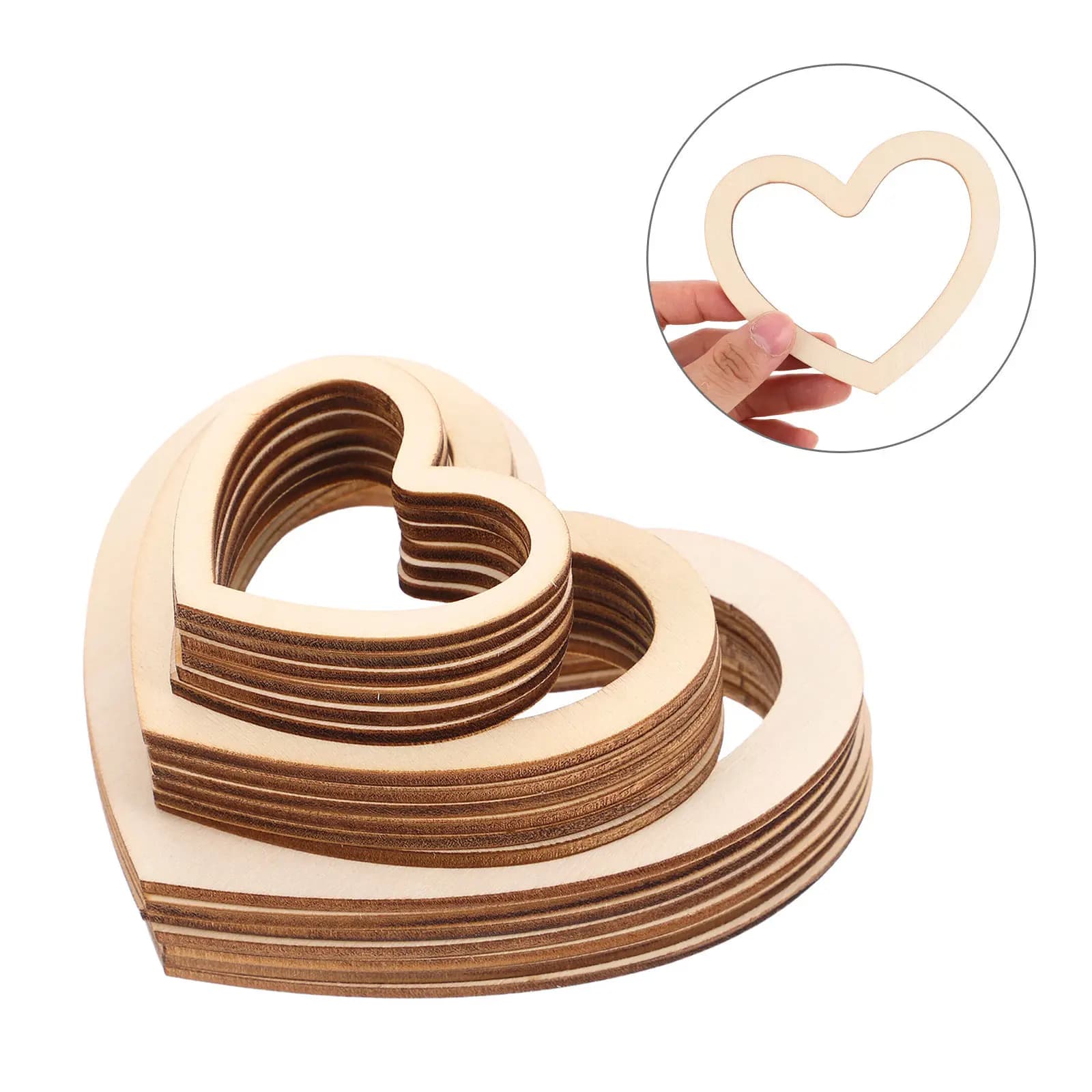 18Pcs Mini Wooden Heart Hoop Ring Unfinished Dream Catcher Base Floral Wreath Frame Wall Decor DIY Craft Supplies Nursery