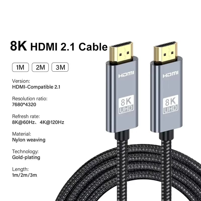 Compatible HDMI cable KEBIDUMEI 8K 4K@120Hz 8K@60Hz HDMI cable 2.1 Adapter 48Gbps for RTX 3080 eARC HDR Video cable PC Laptop TV